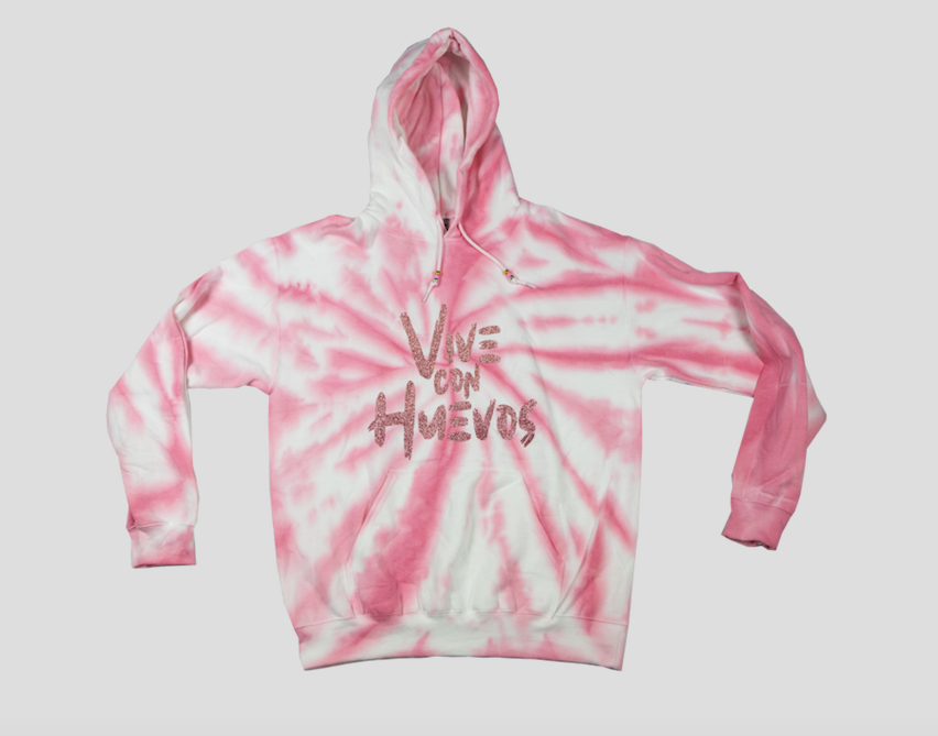 White and Pink Tie-Dye Hoodie